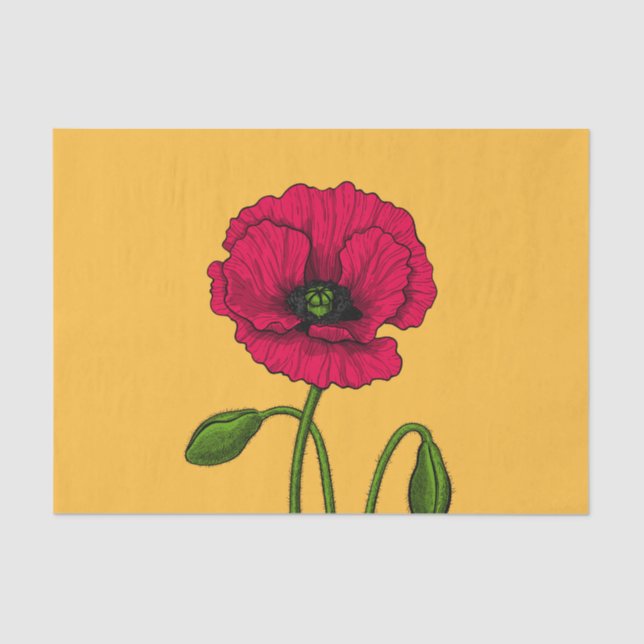 Red poppy drawing tissue paper (Front)
