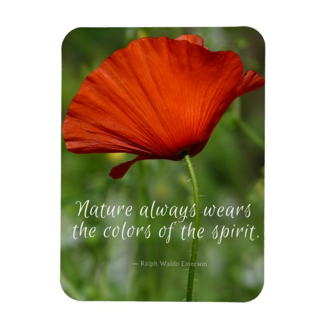 Red Poppy Emerson Nature Quote Magnet (Vertical)