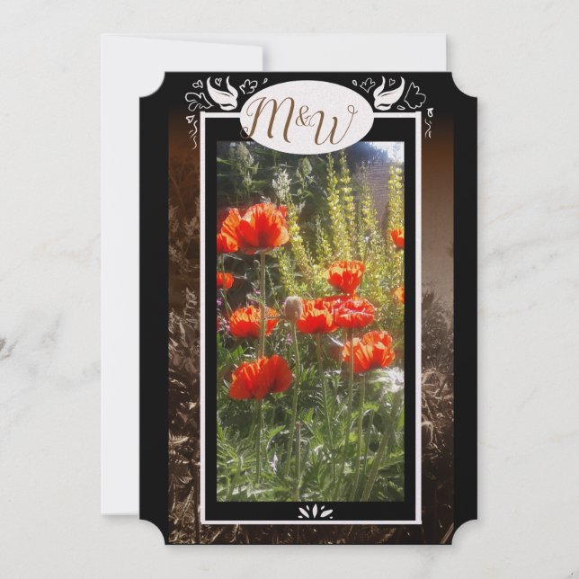 Red Poppy Feilds Monogram Save The Date (Front)