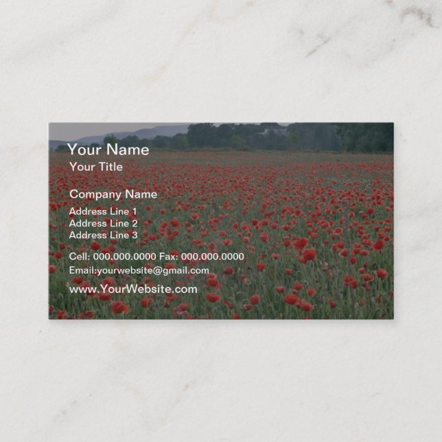Red Poppy field, Kent, England flowers Business Card (Front)