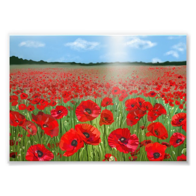 Red poppy field wall art decor landscape (Front)