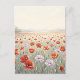 Red Poppy Field Wildflower Meadow Postcard