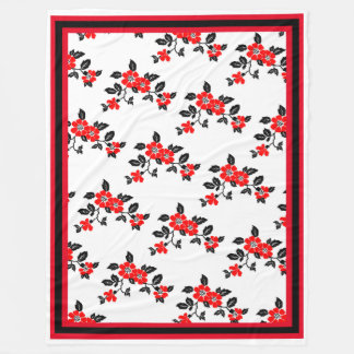 Red Poppy Fleece Throw with red black and white Blanket