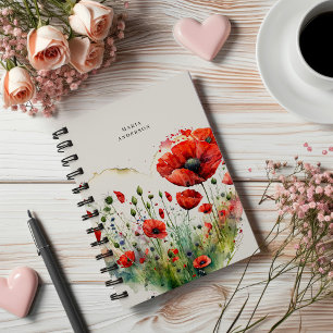 Red Poppy Floral Monogram Planner