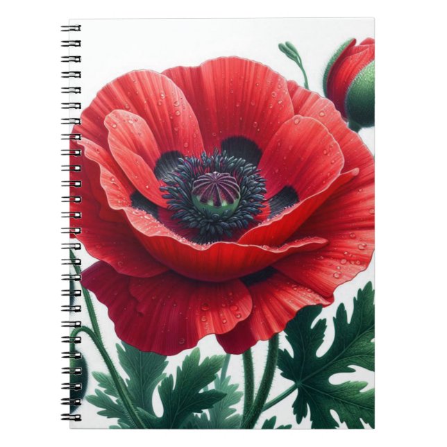 Red Poppy Floral Notebook (Front)