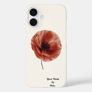 Red Poppy Flower Botanical Art Design iPhone 16 Case