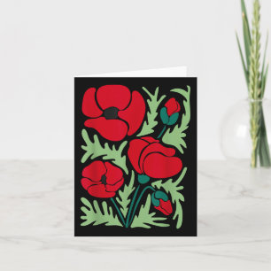Red Poppy Flower Botanical Poppies Veterans Day Us Card