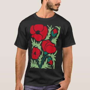 Red Poppy Flower Botanical Poppies Veterans Day Us T-Shirt