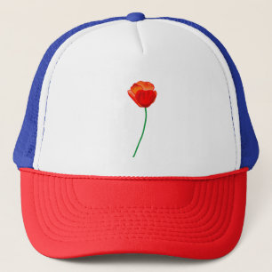 Red Poppy Flower Illustration Trucker Hat