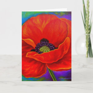 Red Poppy Flower Painting - Multi Card