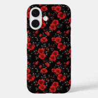 Red Poppy Flower Pattern