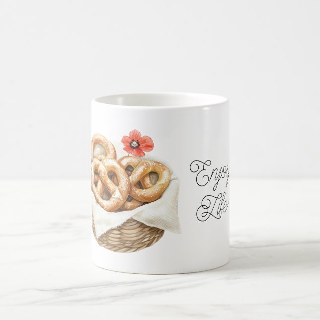 Red Poppy Flower Pretzels Coffee Mug (Center)