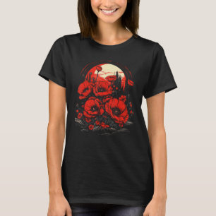 Red Poppy Flower Sunset Japan Japanese Art Lover G T-Shirt