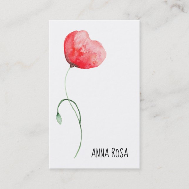 *~* Red Poppy Flower Wedding Event Planner Simple Business Card (Front)