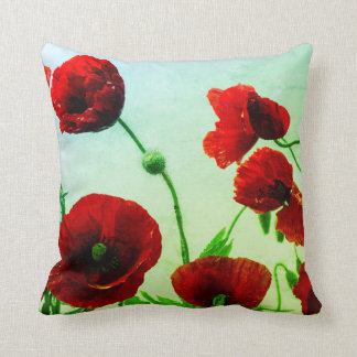 Red Poppy Flowers Abstract Colourful Artistic Cushion