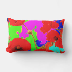 Red Poppy Flowers Colorful Floral Modern Art 2020 Lumbar Cushion