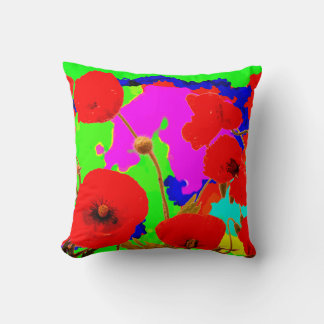 Red Poppy Flowers Colourful Floral Modern Art 2020 Cushion