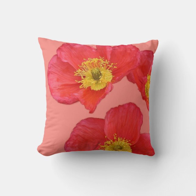 Red Poppy Flowers Cushion (Front)