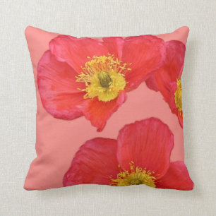 Red Poppy Flowers Cushion