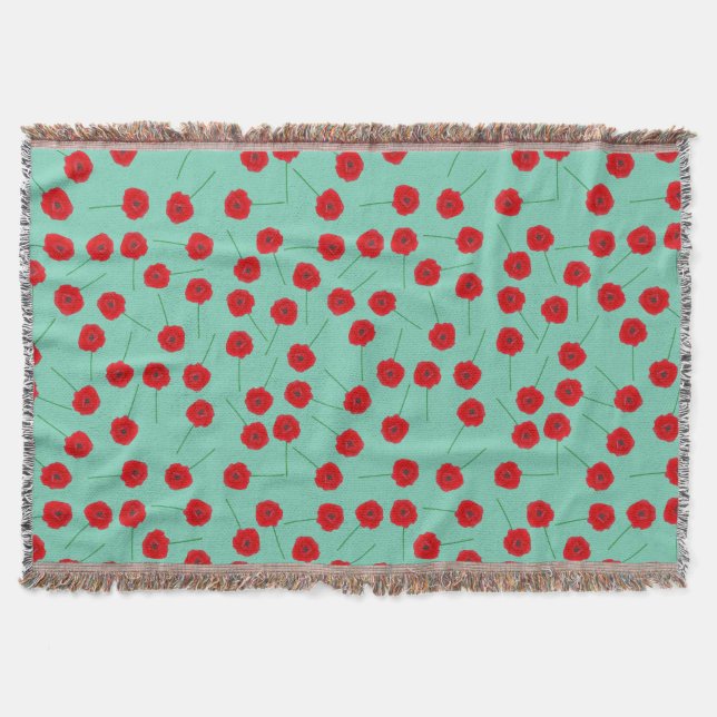 Red Poppy Flowers Custom Throw Blanket (Front)