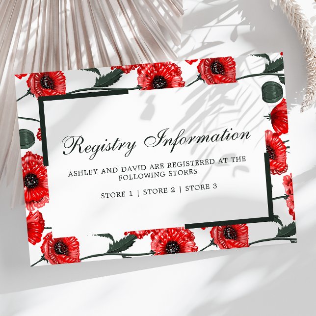 Red Poppy Flowers Floral Wedding Registry Card (Creator Uploaded)