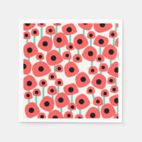 Red Poppy Flowers Paper Napkins