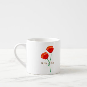 Red Poppy Flowers Personalised Espresso Cup