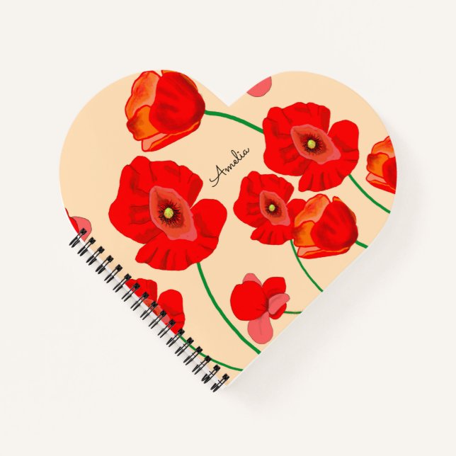 Red Poppy Flowers Personalised Notebook (Front)