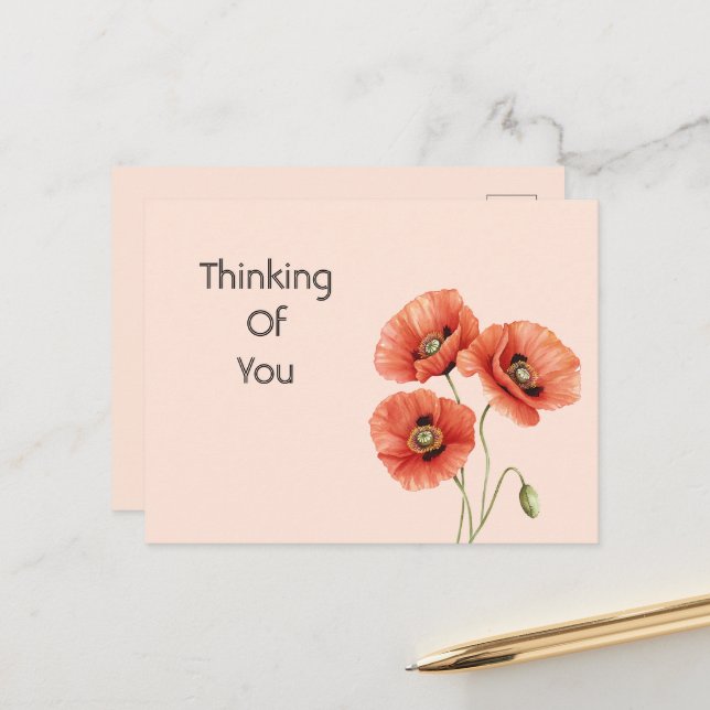 Red Poppy Flowers  Postcard (Front/Back In Situ)