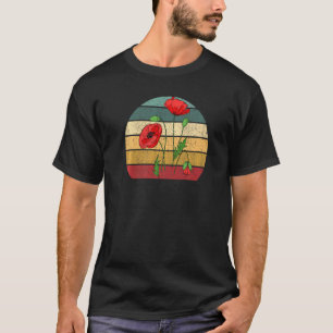 Red Poppy Flowers Retro T-Shirt