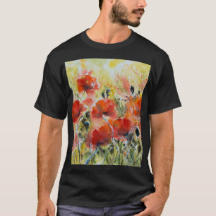 Red poppy flowers, soft watercolor. T-Shirt