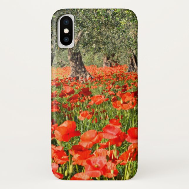 Red poppy flowers under old olive trees Case-Mate iPhone case (Back)