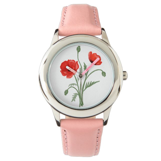 Red Poppy Flowers Watch (Front)
