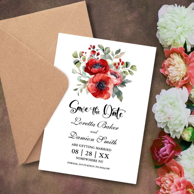 Red Poppy Flowers Wedding Save the Date (Creator Uploaded)