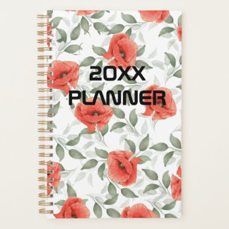 Red Poppy Flowers Weekly & Monthly Planner