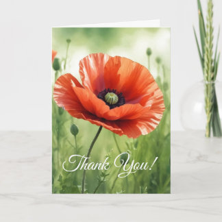 Red Poppy Folded Greeting Card