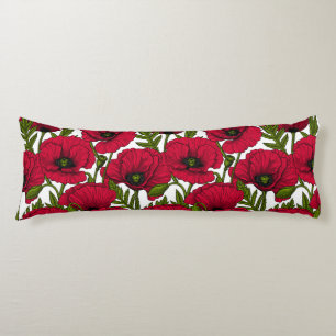 Red Poppy garden 2 Body Cushion