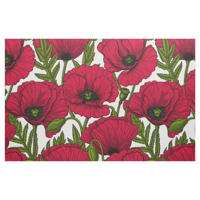 Red Poppy garden 2 Fabric (Fat Quarter)