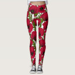 Red Poppy garden 2 Leggings<br><div class="desc">Vector pattern made of hand-drawn poppies.</div>