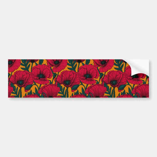 Red poppy garden bumper sticker (Front)