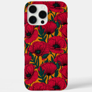 Red poppy garden iPhone 16 pro max case