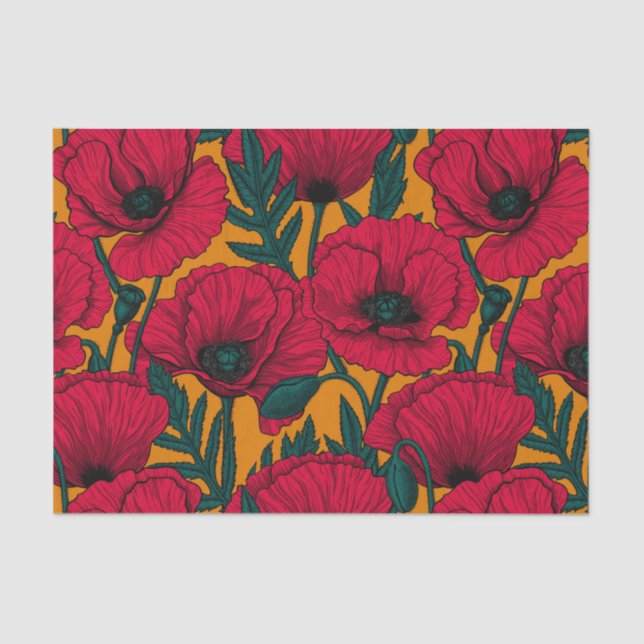 Red poppy garden tissue paper (Front)