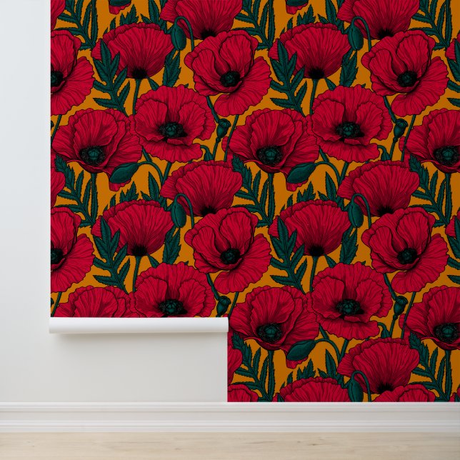 Red poppy garden wallpaper (Application)