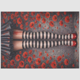 Red Poppy Gothic Legs Decoupage Paper