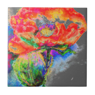 Red Poppy -grey Tile