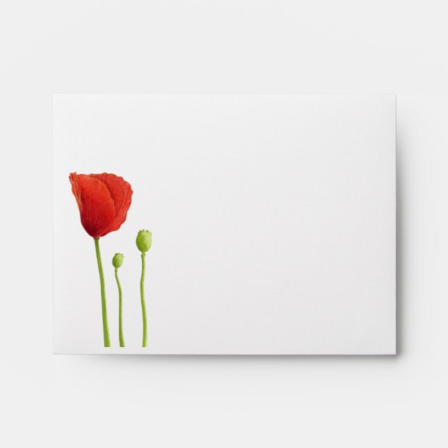 Red Poppy inside red Note Card Envelope (Front)