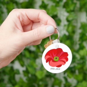 Red poppy key ring