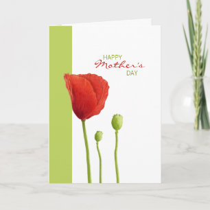 Red Poppy lime Mother's Day Card
