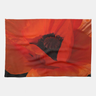 Red Poppy Macro Tea Towel