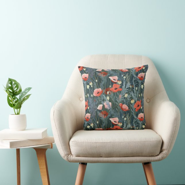 Red Poppy Meadow Cushion (Chair)